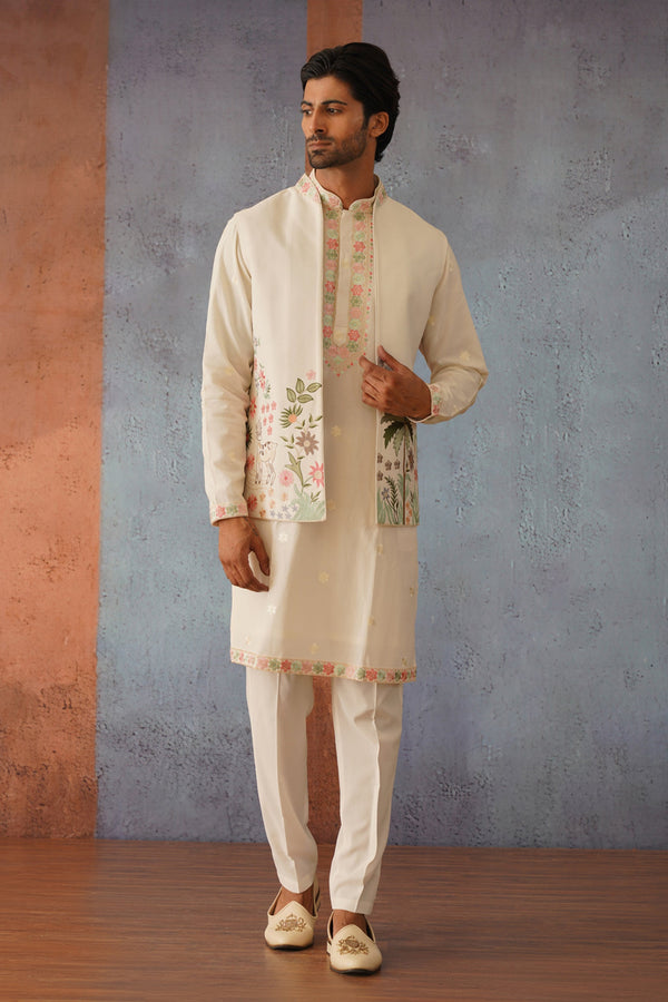 Arhaan - Off White Sequined Kurta Set