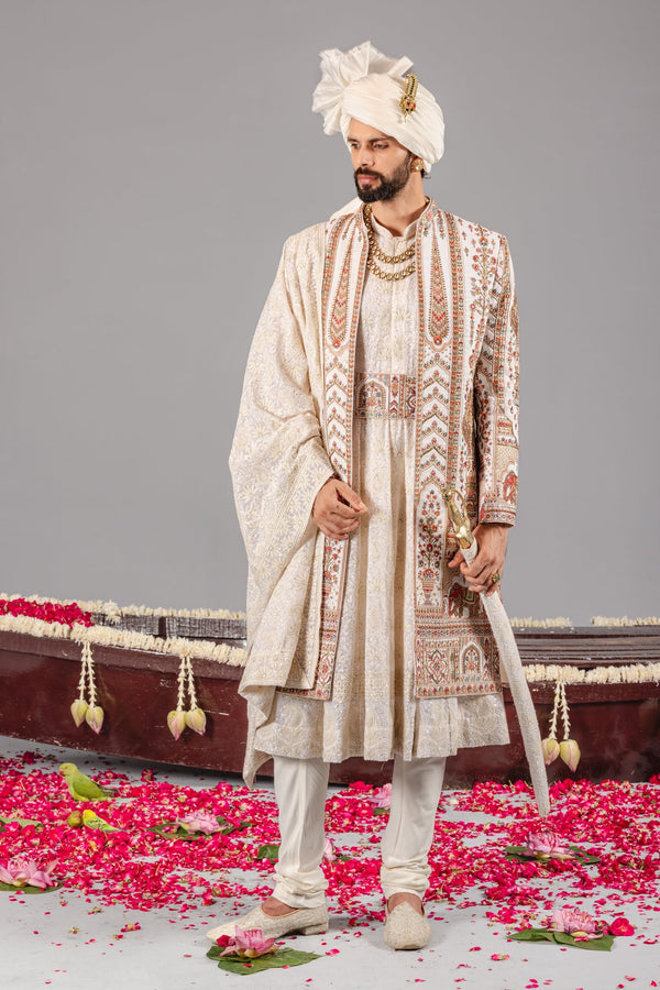 Hathimahal Ivory Sherwani Set