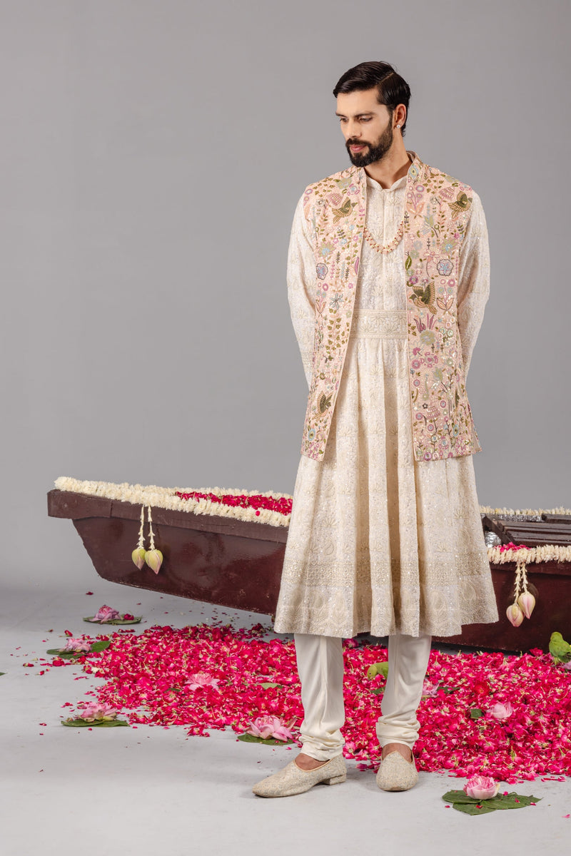 Vivek Keshari in Phoolpankh Pink Jacket Anarkali Set