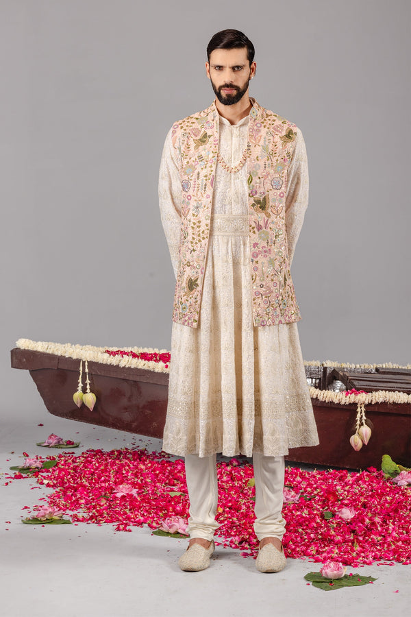 Vivek Keshari in Phoolpankh Pink Jacket Anarkali Set