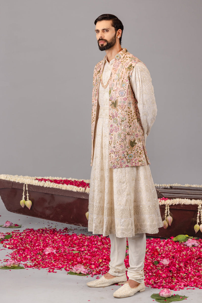 Vivek Keshari in Phoolpankh Pink Jacket Anarkali Set