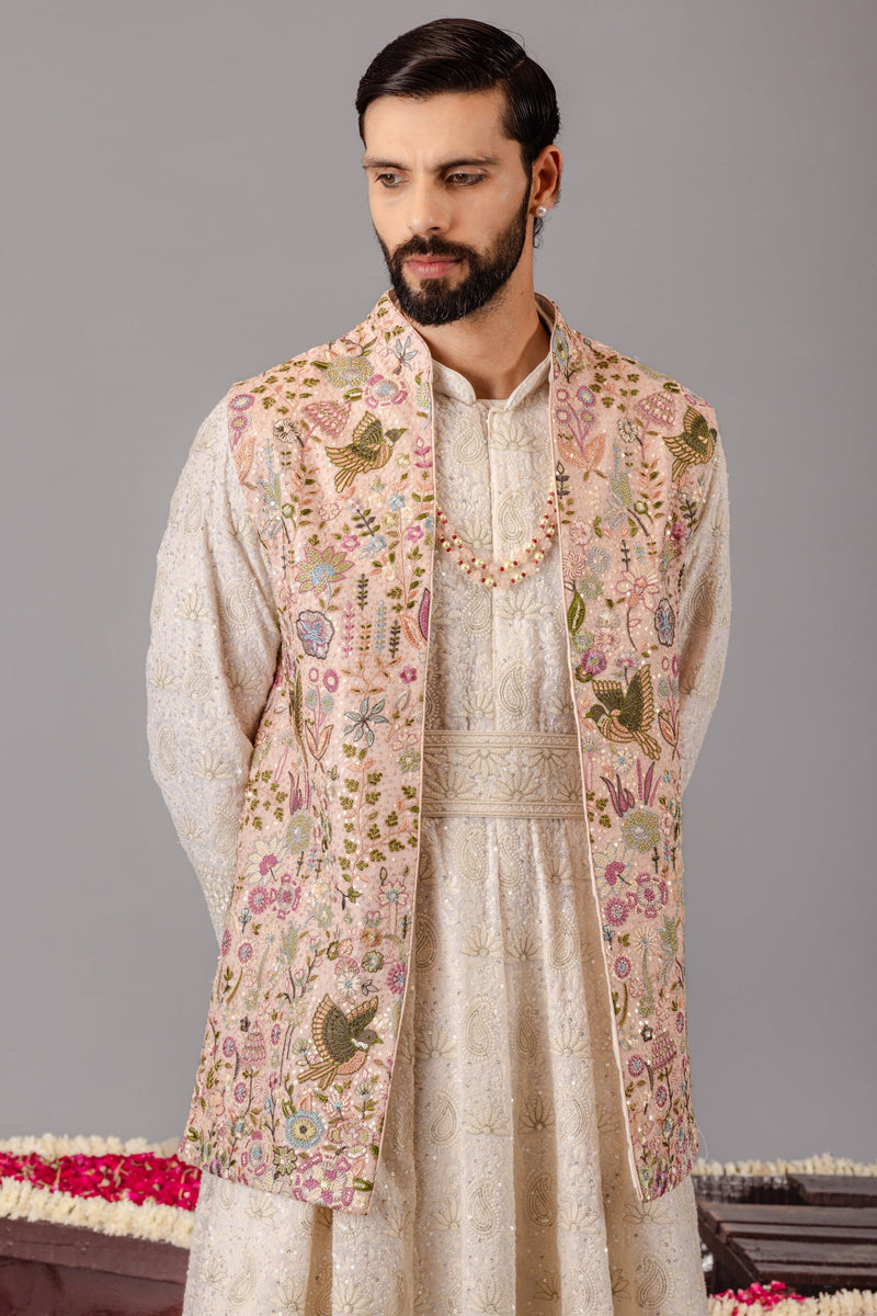 Vivek Keshari in Phoolpankh Pink Jacket Anarkali Set