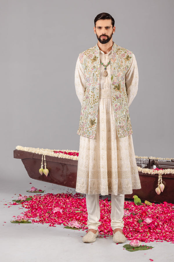 Phoolpankh  Skyblue Jacket Anarkali Set