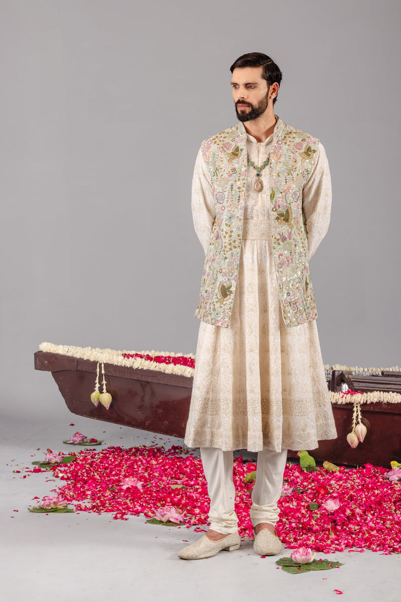 Phoolpankh  Skyblue Jacket Anarkali Set