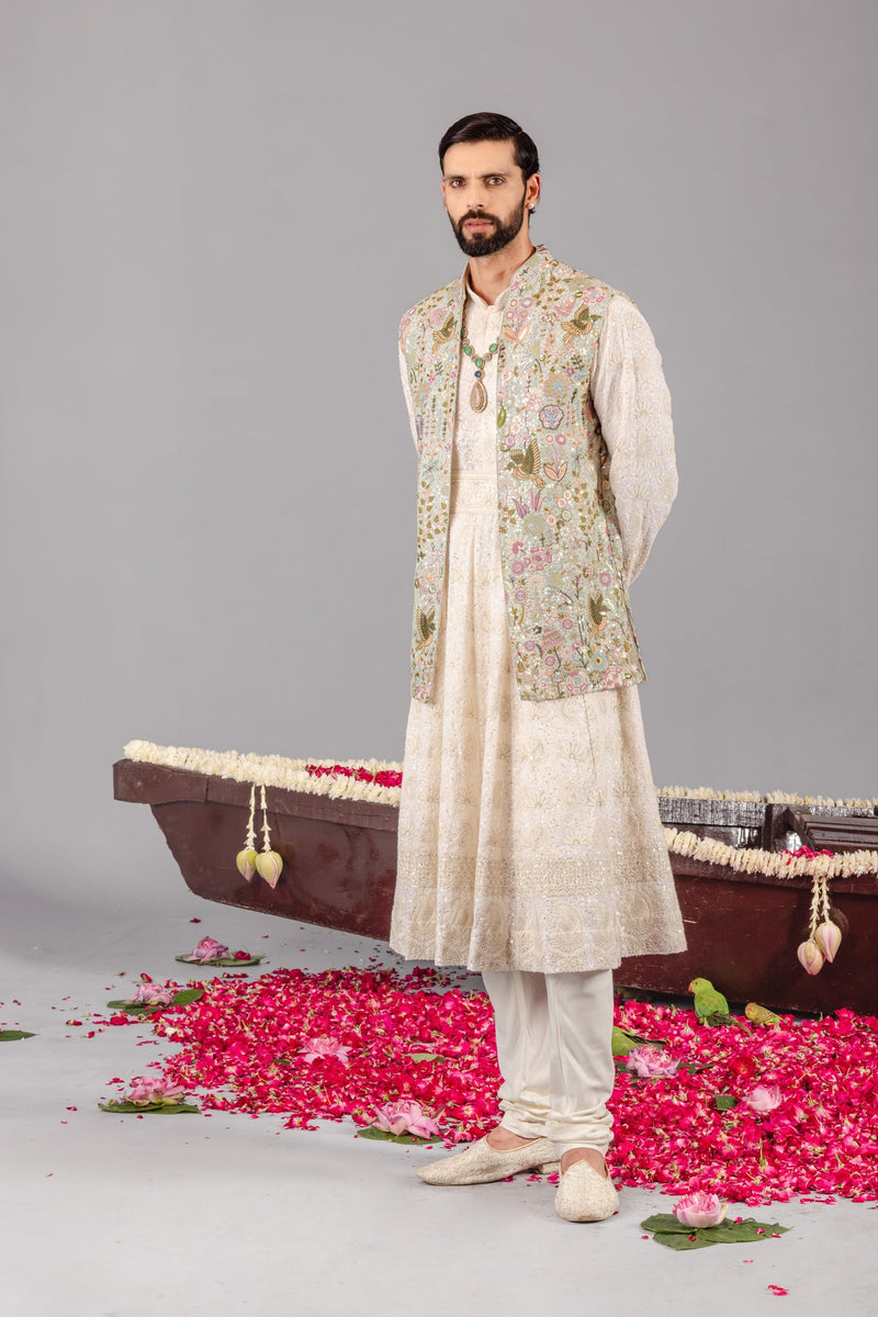 Phoolpankh  Skyblue Jacket Anarkali Set