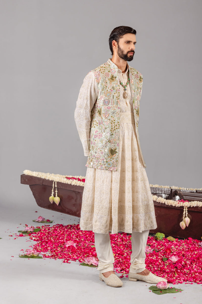 Phoolpankh  Skyblue Jacket Anarkali Set