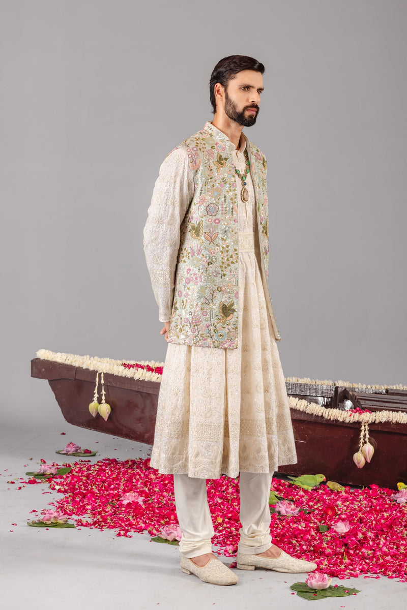 Phoolpankh  Skyblue Jacket Anarkali Set