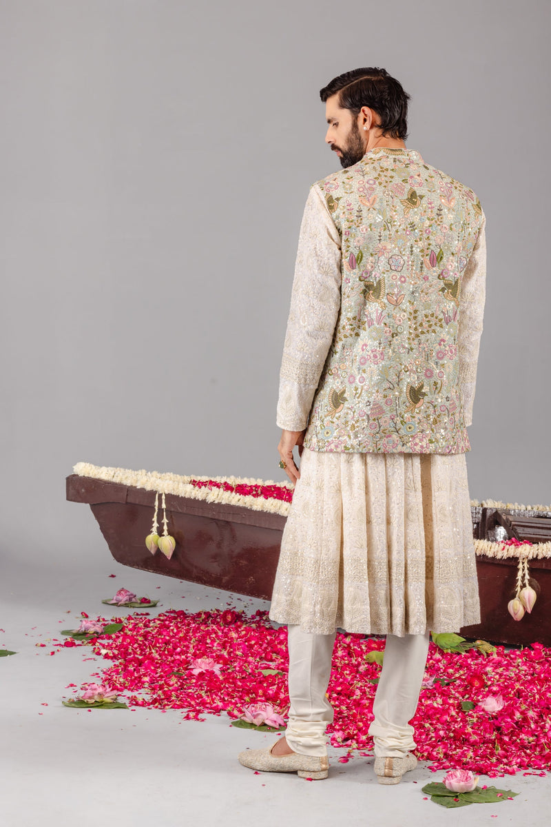 Phoolpankh  Skyblue Jacket Anarkali Set