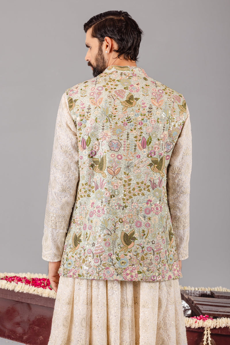 Phoolpankh  Skyblue Jacket Anarkali Set