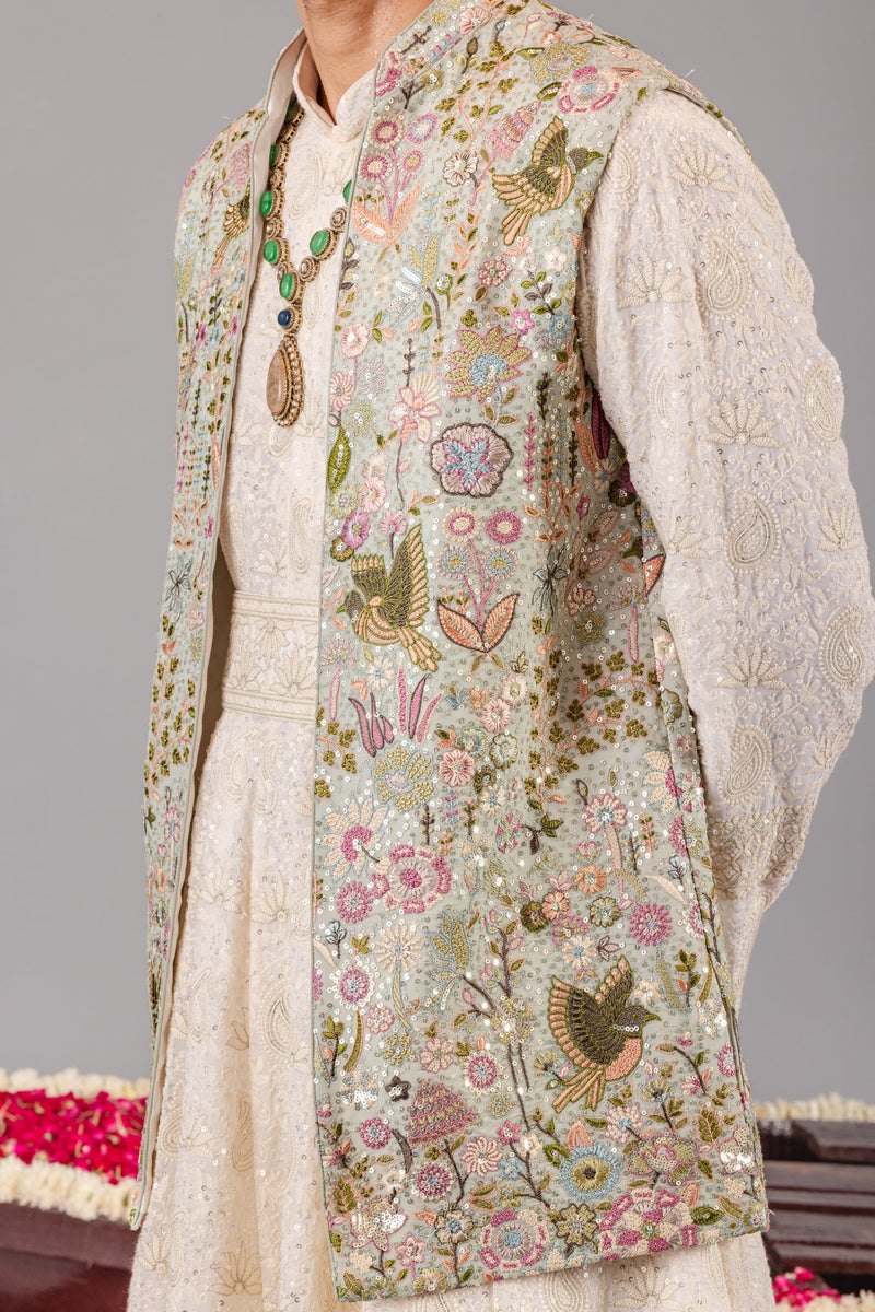 Phoolpankh  Skyblue Jacket Anarkali Set