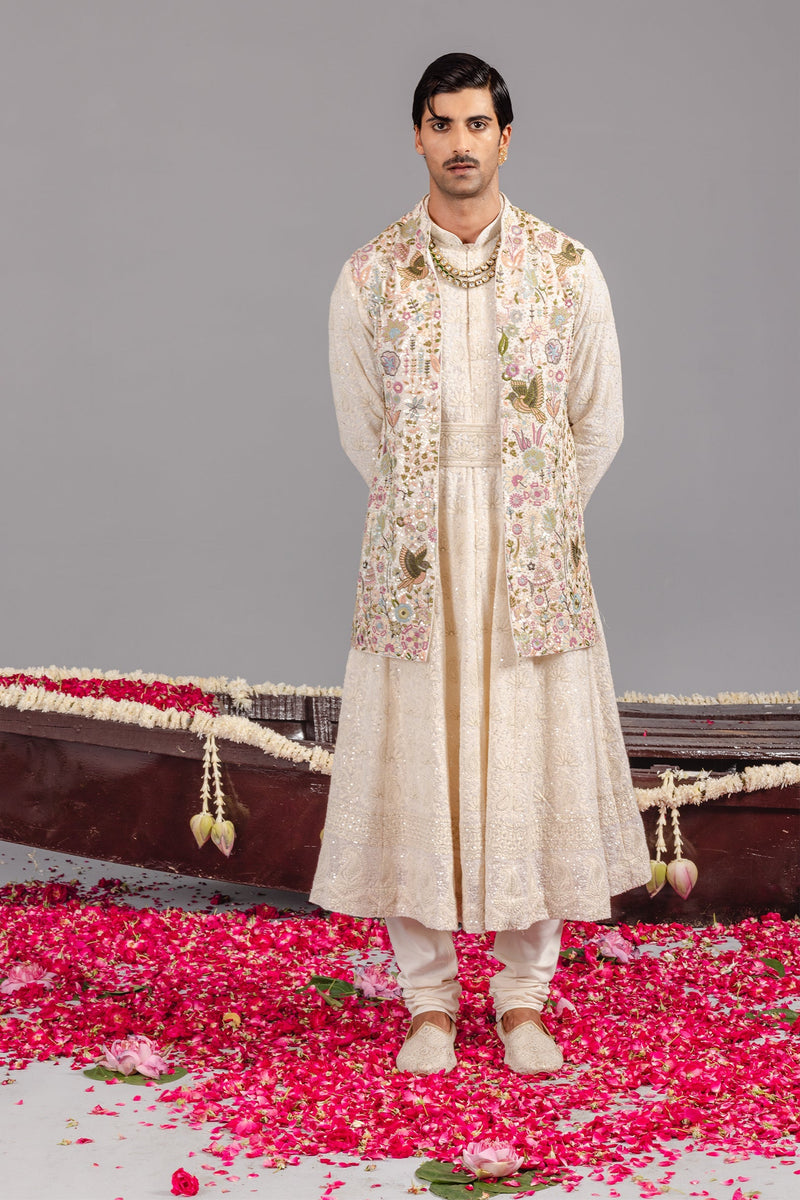 Phoolpankh Ivory Jacket Anarkali Set