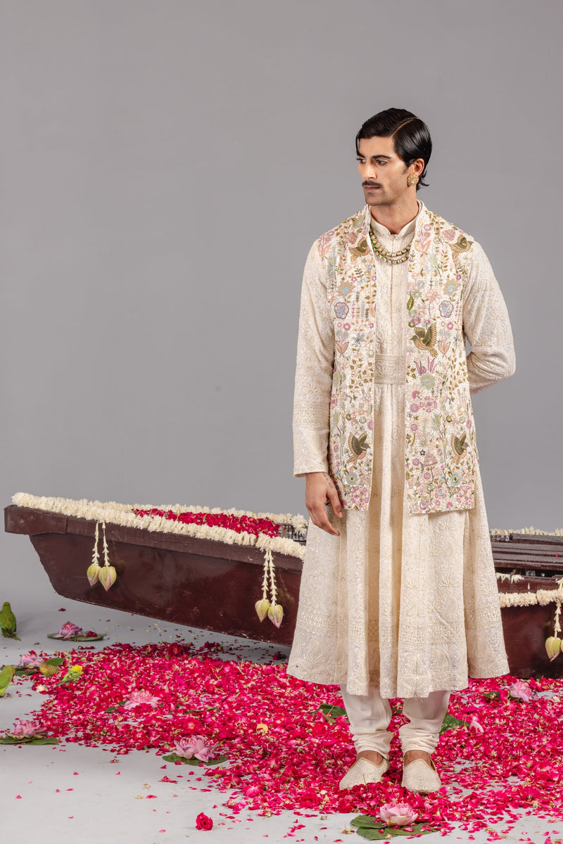 Phoolpankh Ivory Jacket Anarkali Set