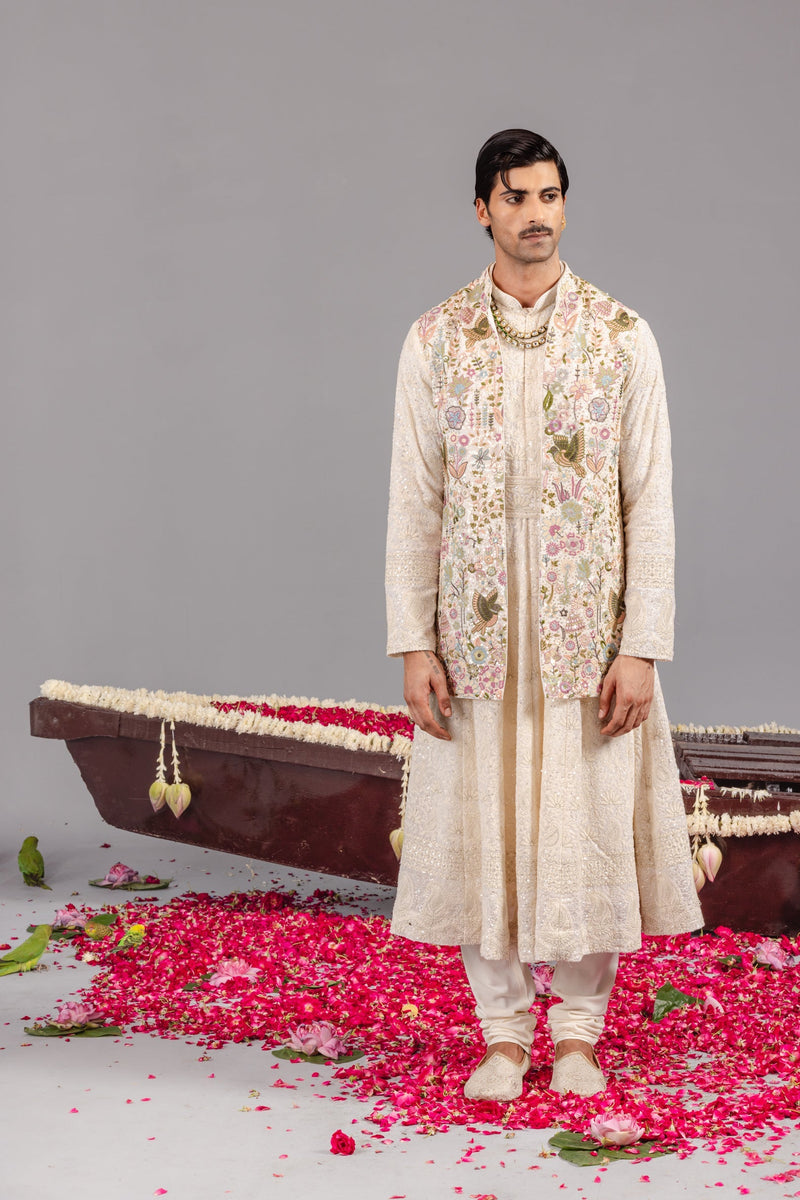 Phoolpankh Ivory Jacket Anarkali Set