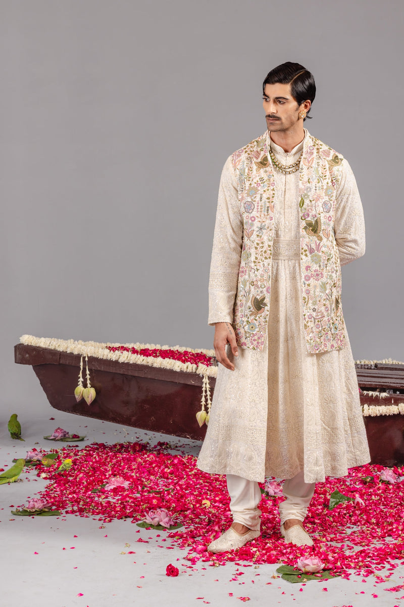 Phoolpankh Ivory Jacket Anarkali Set