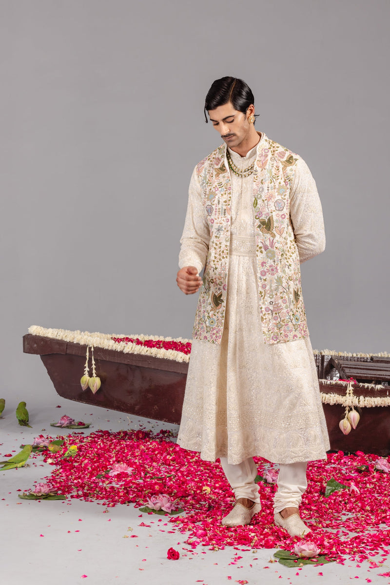 Phoolpankh Ivory Jacket Anarkali Set