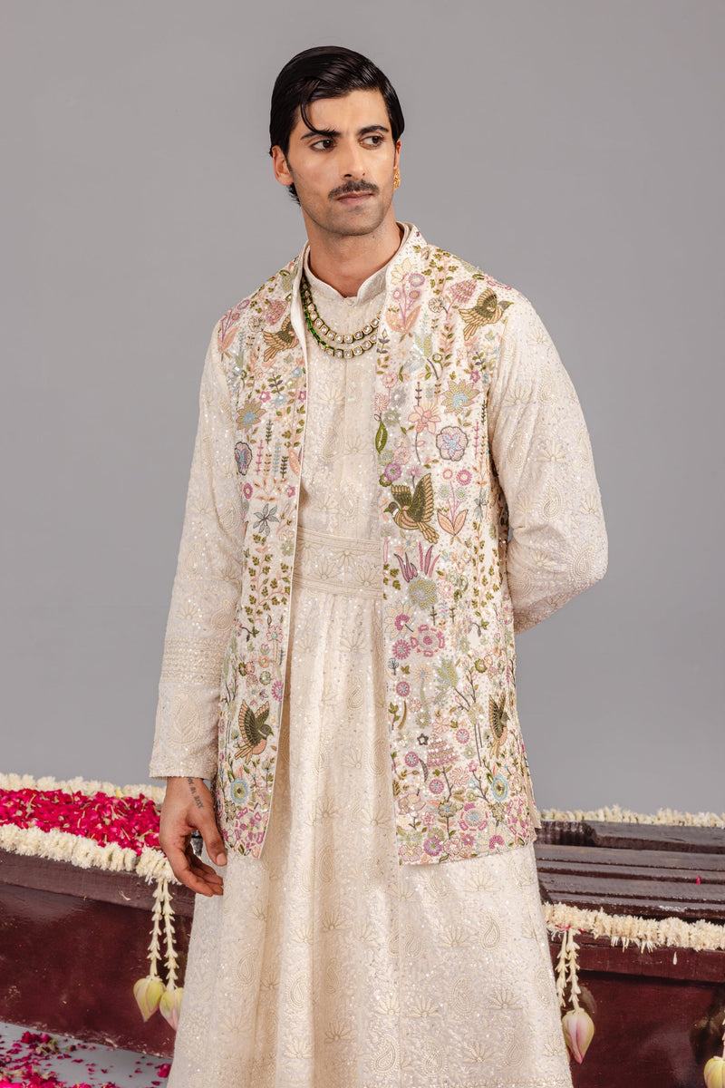 Phoolpankh Ivory Jacket Anarkali Set