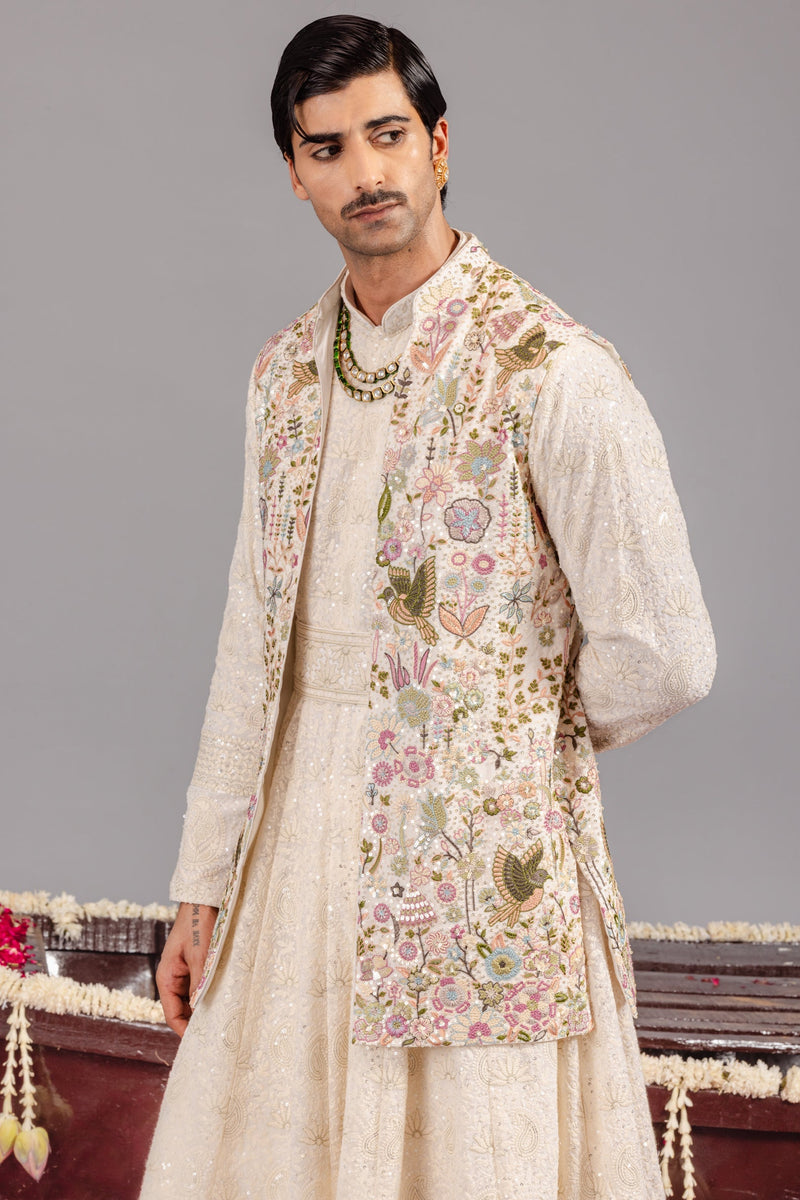 Phoolpankh Ivory Jacket Anarkali Set