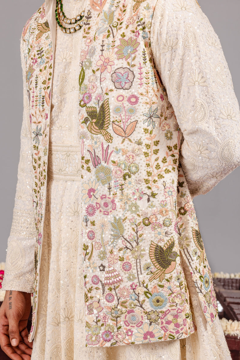 Phoolpankh Ivory Jacket Anarkali Set