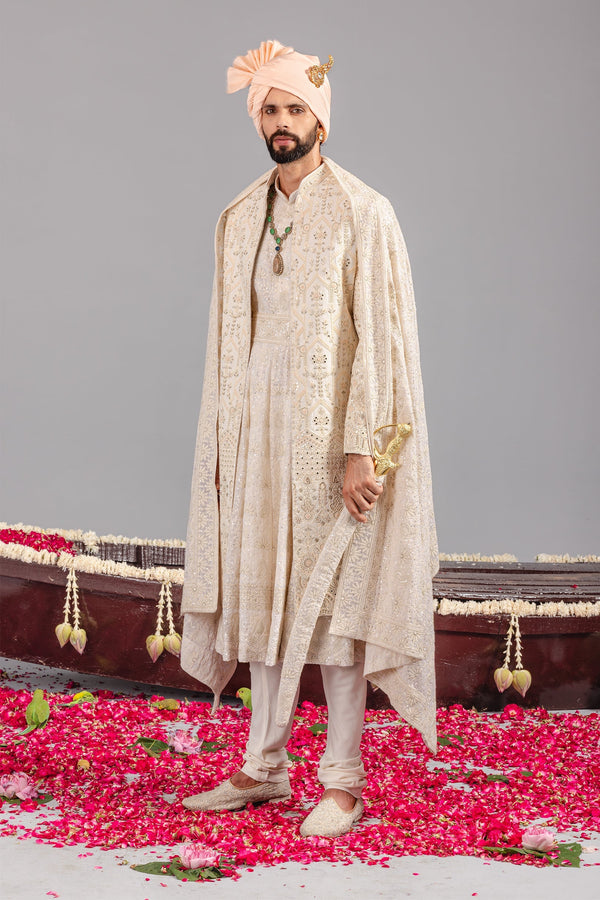 Roohani Ivory Sherwani Set