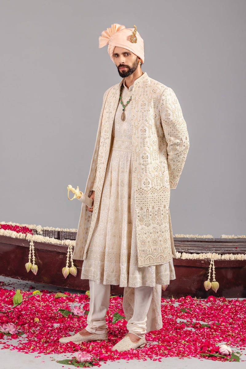 Roohani Ivory Sherwani Set