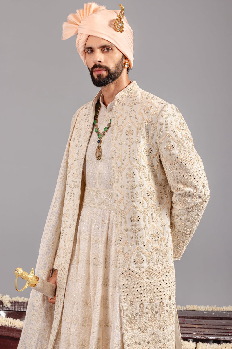 Roohani Ivory Sherwani Set