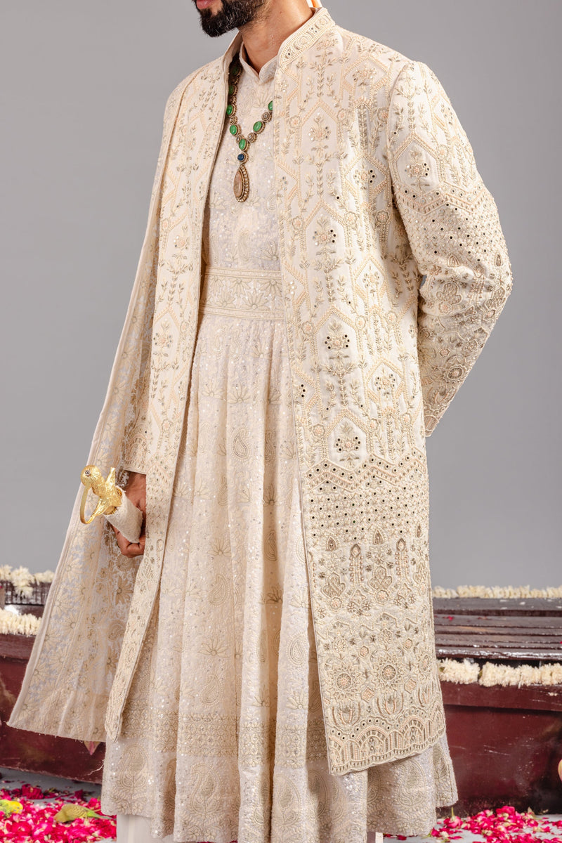 Roohani Ivory Sherwani Set