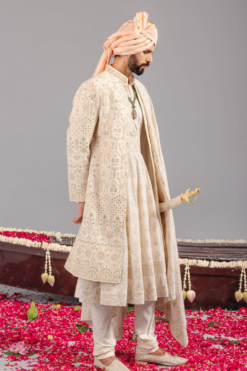 Roohani Ivory Sherwani Set