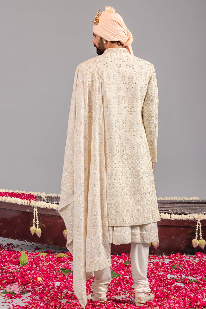 Roohani Ivory Sherwani Set