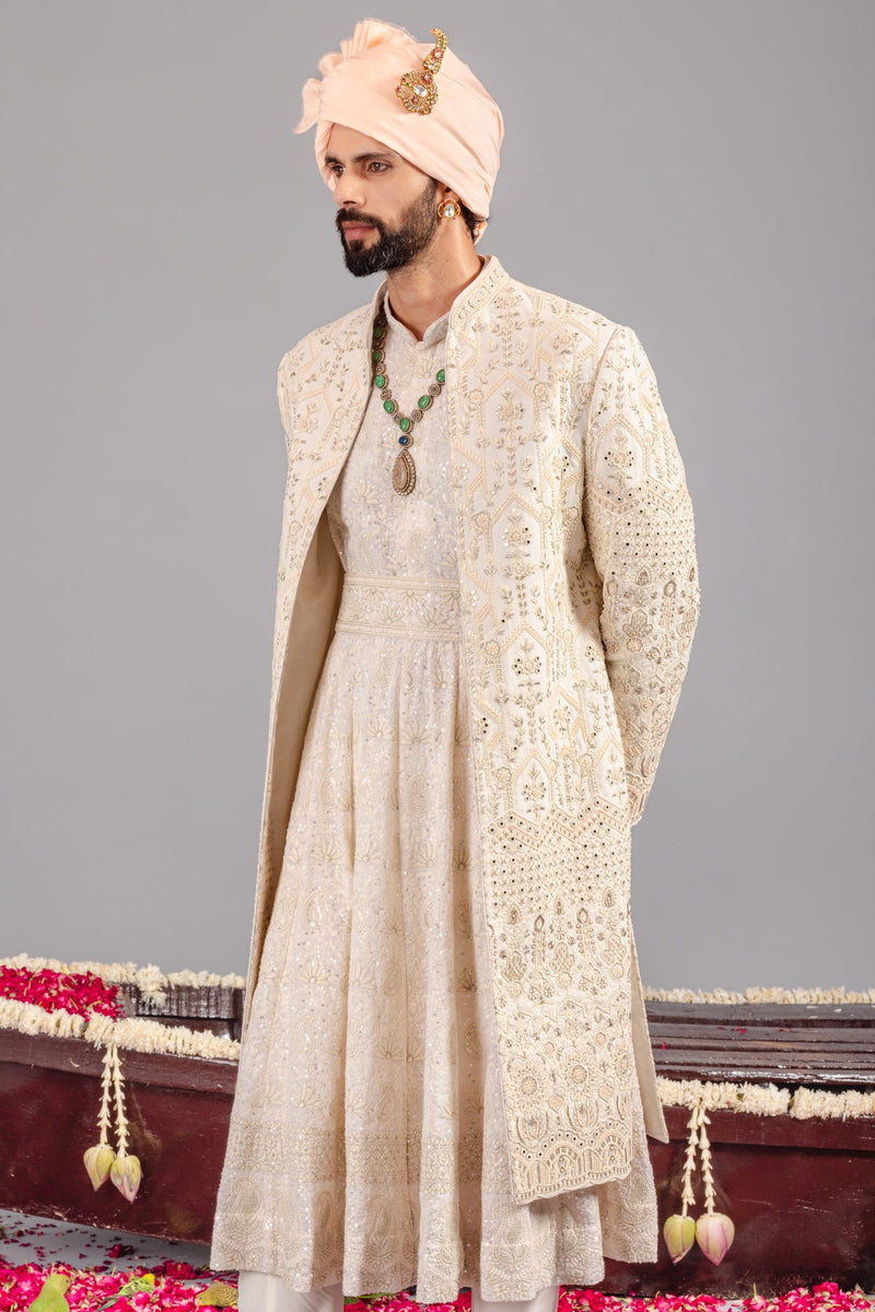 Roohani Ivory Sherwani Set
