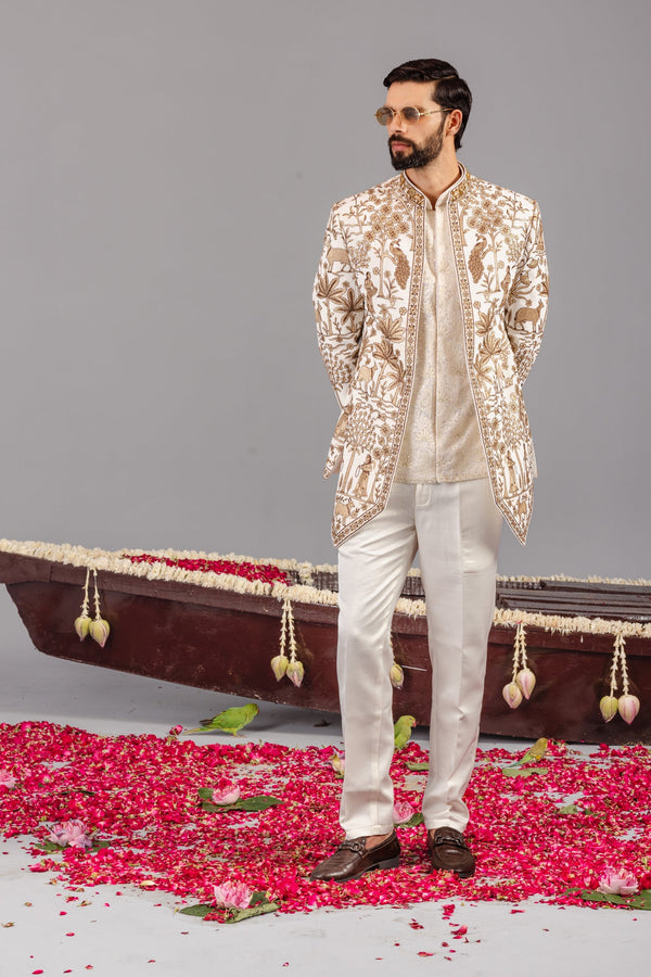 Pichwai  Ivory Jodhpuri Set