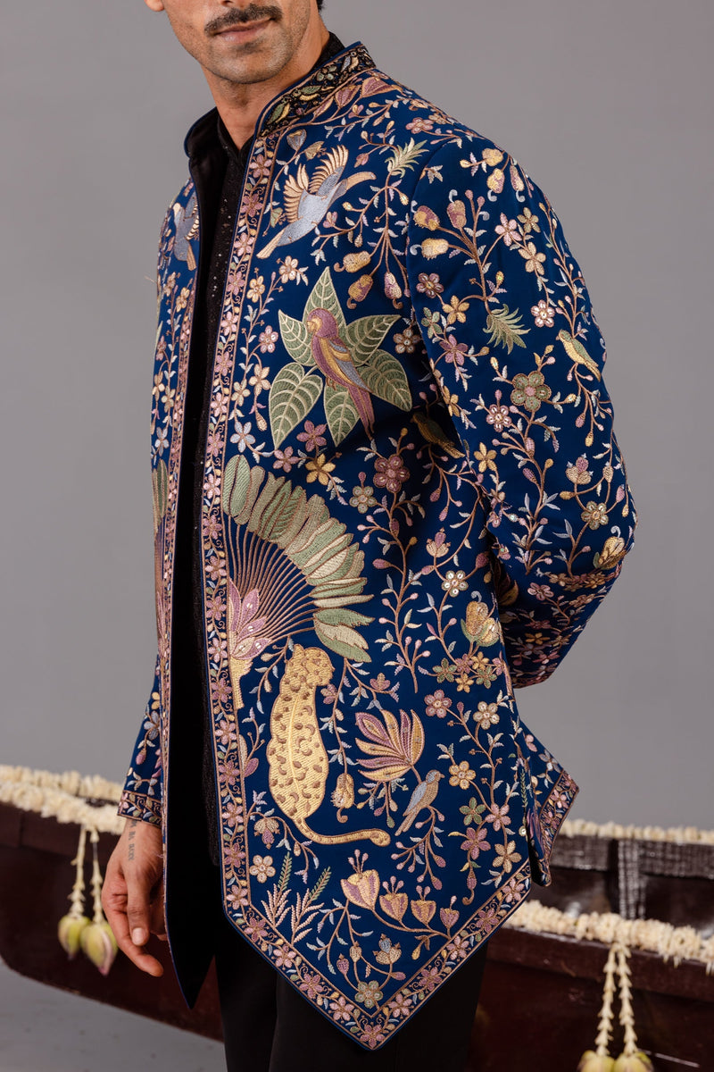 Shahibagh Navy Blue Jodhpuri Set