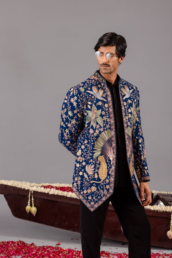 Shahibagh Navy Blue Jodhpuri Set