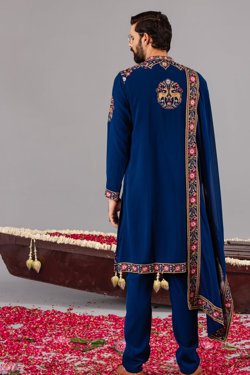 Deer Garden Blue Kurta Set