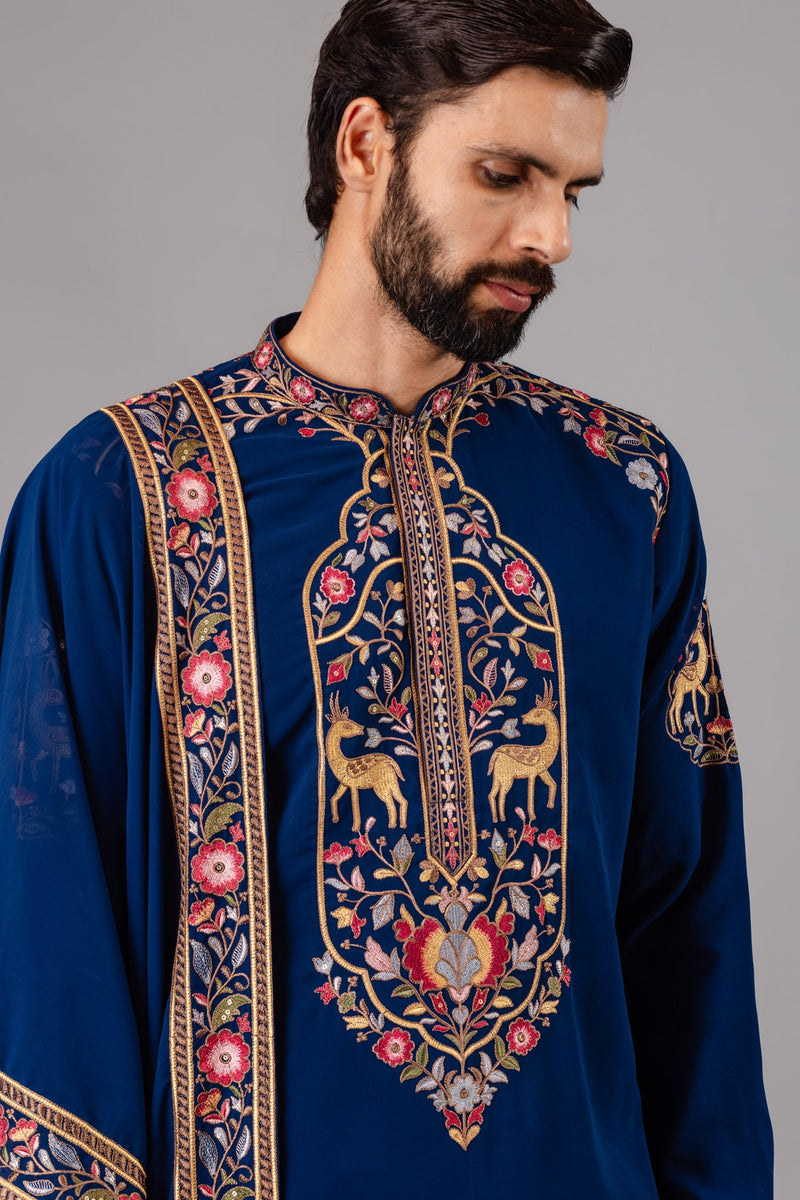 Deer Garden Blue Kurta Set