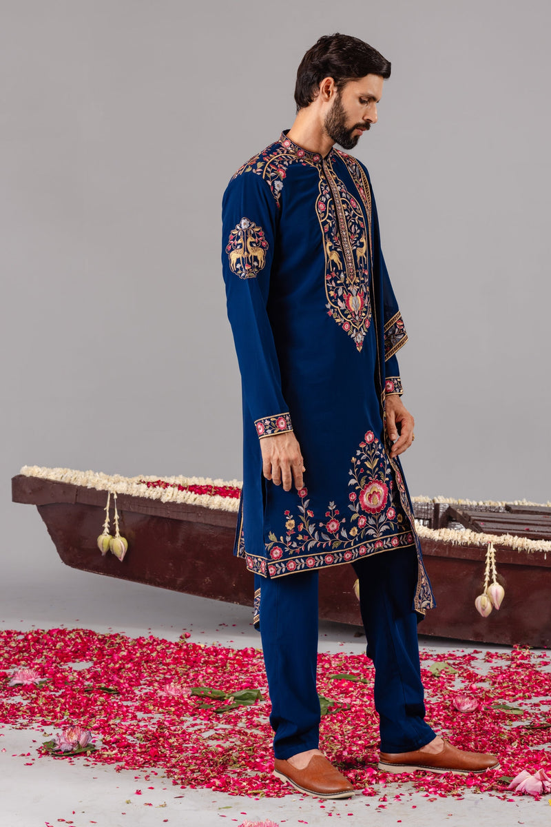 Deer Garden Blue Kurta Set