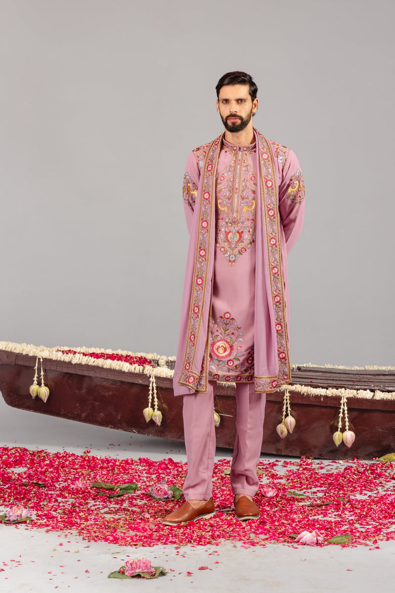 Deer Garden Purple Kurta Set