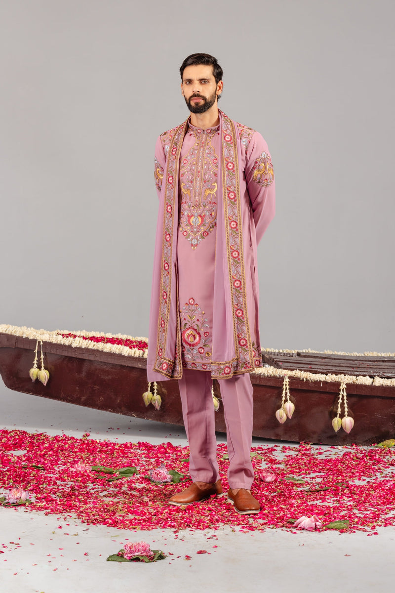 Deer Garden Purple Kurta Set
