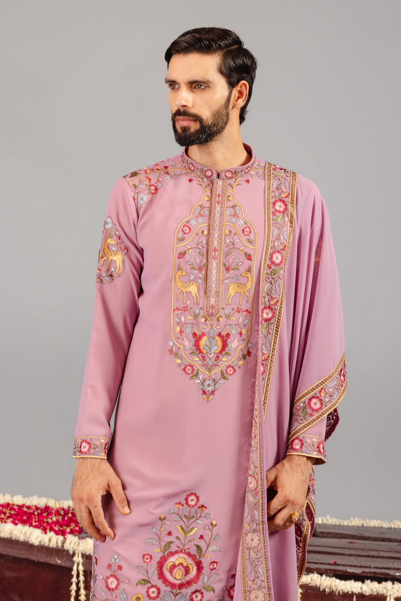 Deer Garden Purple Kurta Set