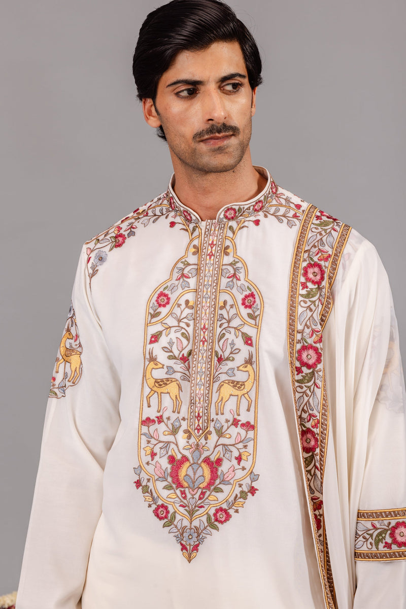 Deer Garden Ivory Kurta Set