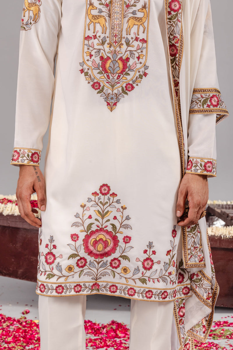 Deer Garden Ivory Kurta Set