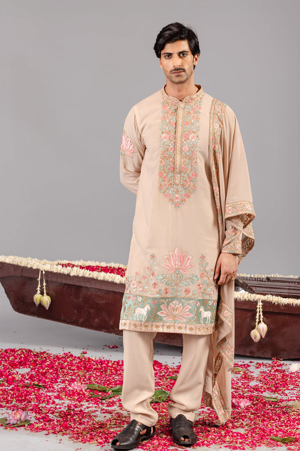 Royal Darbar Beige Kurta Set