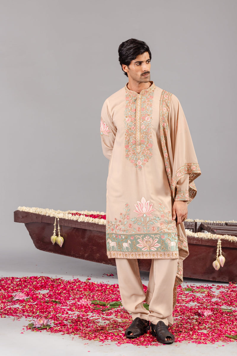 Royal Darbar Beige Kurta Set