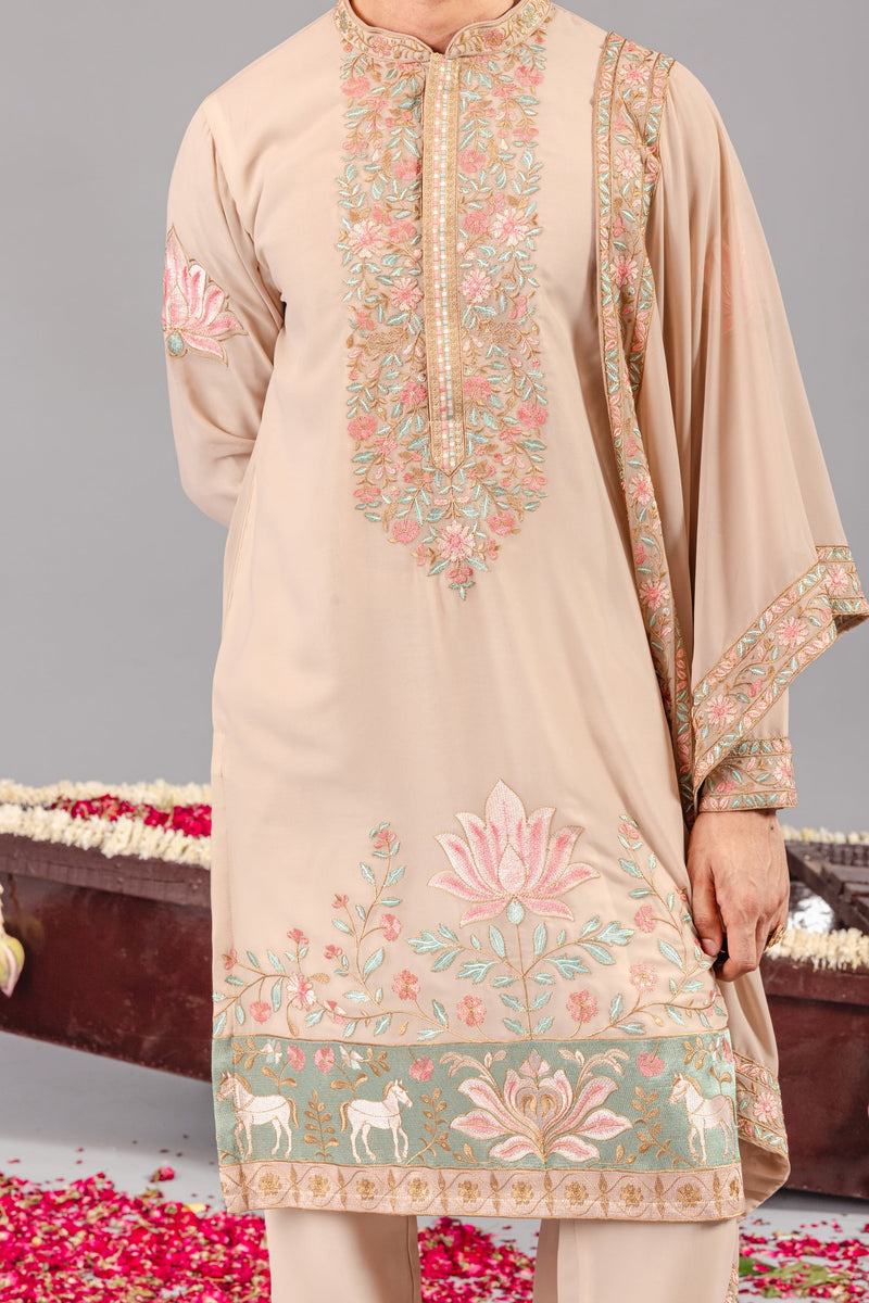 Royal Darbar Beige Kurta Set