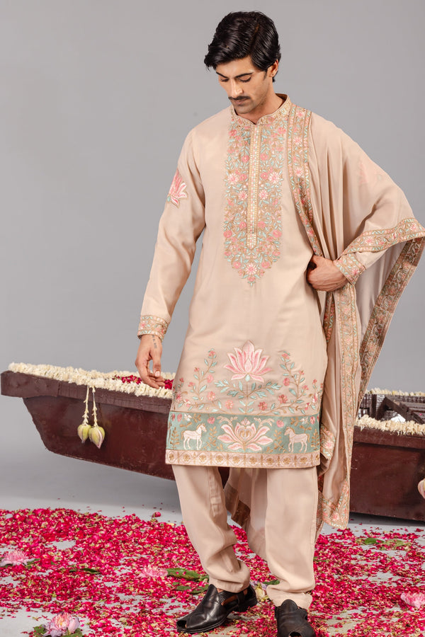Royal Darbar Beige Kurta Set