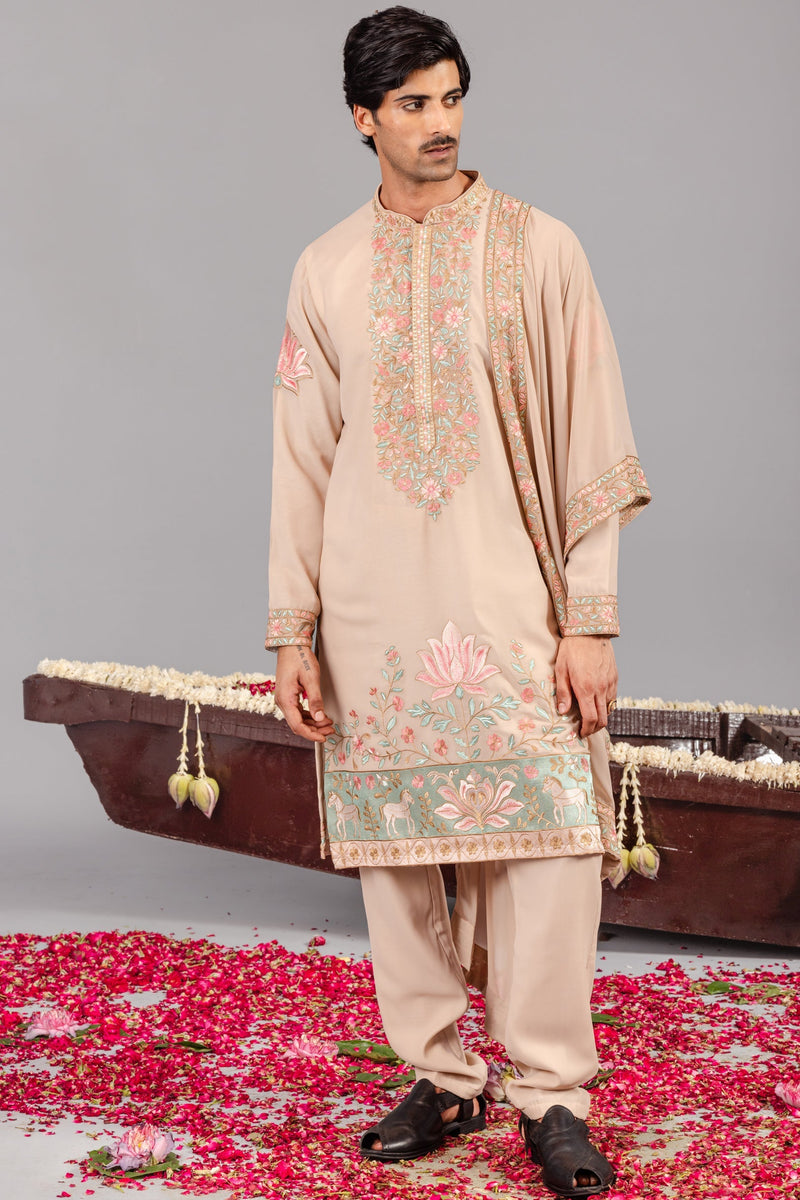 Royal Darbar Beige Kurta Set