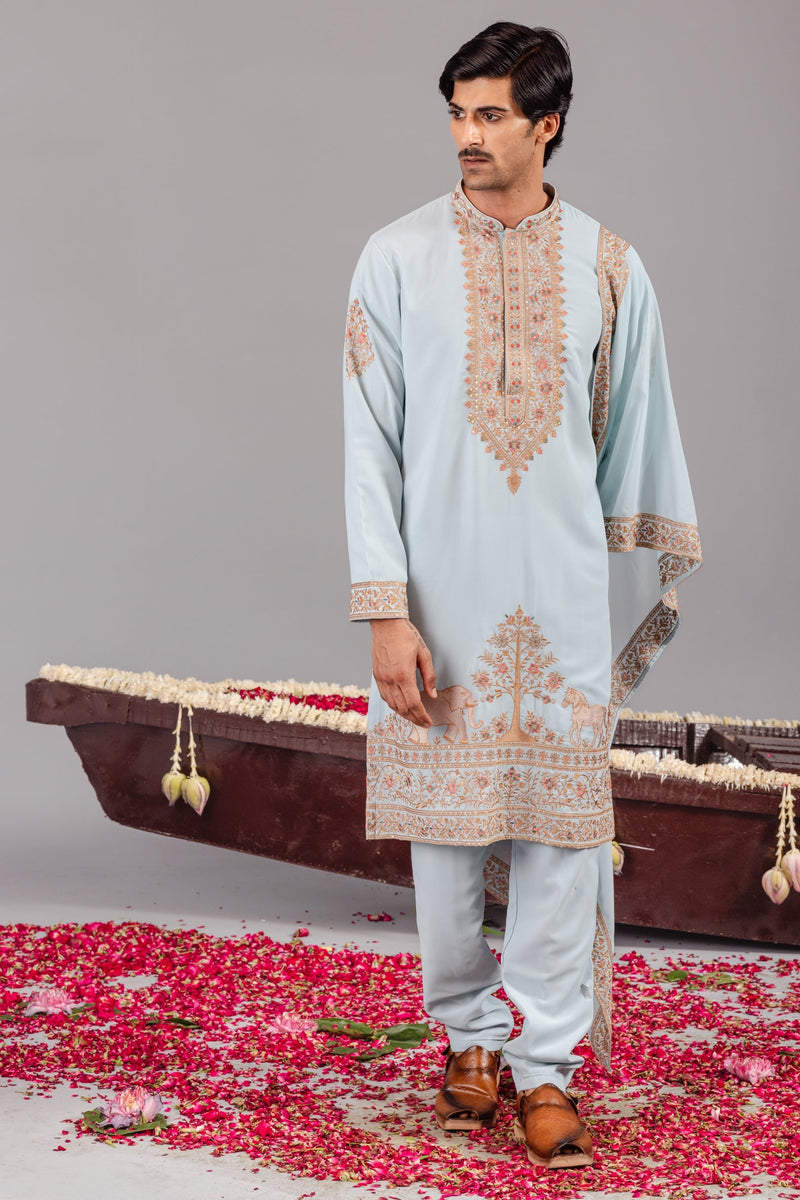 Chaar Kadam Sky Blue Kurta Set