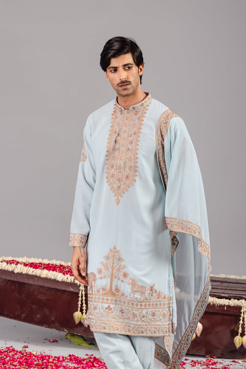 Chaar Kadam Sky Blue Kurta Set