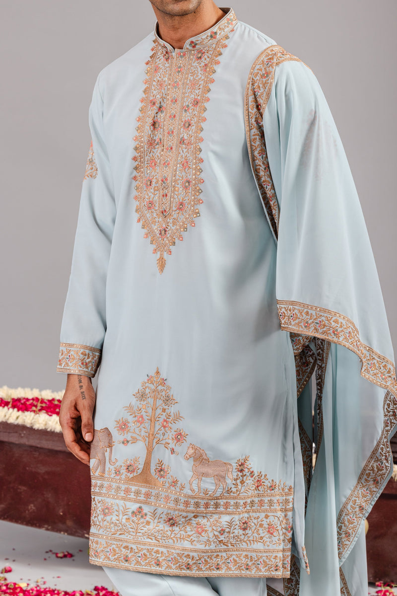 Chaar Kadam Sky Blue Kurta Set