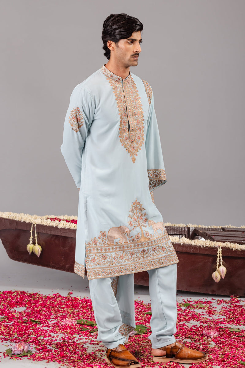 Chaar Kadam Sky Blue Kurta Set
