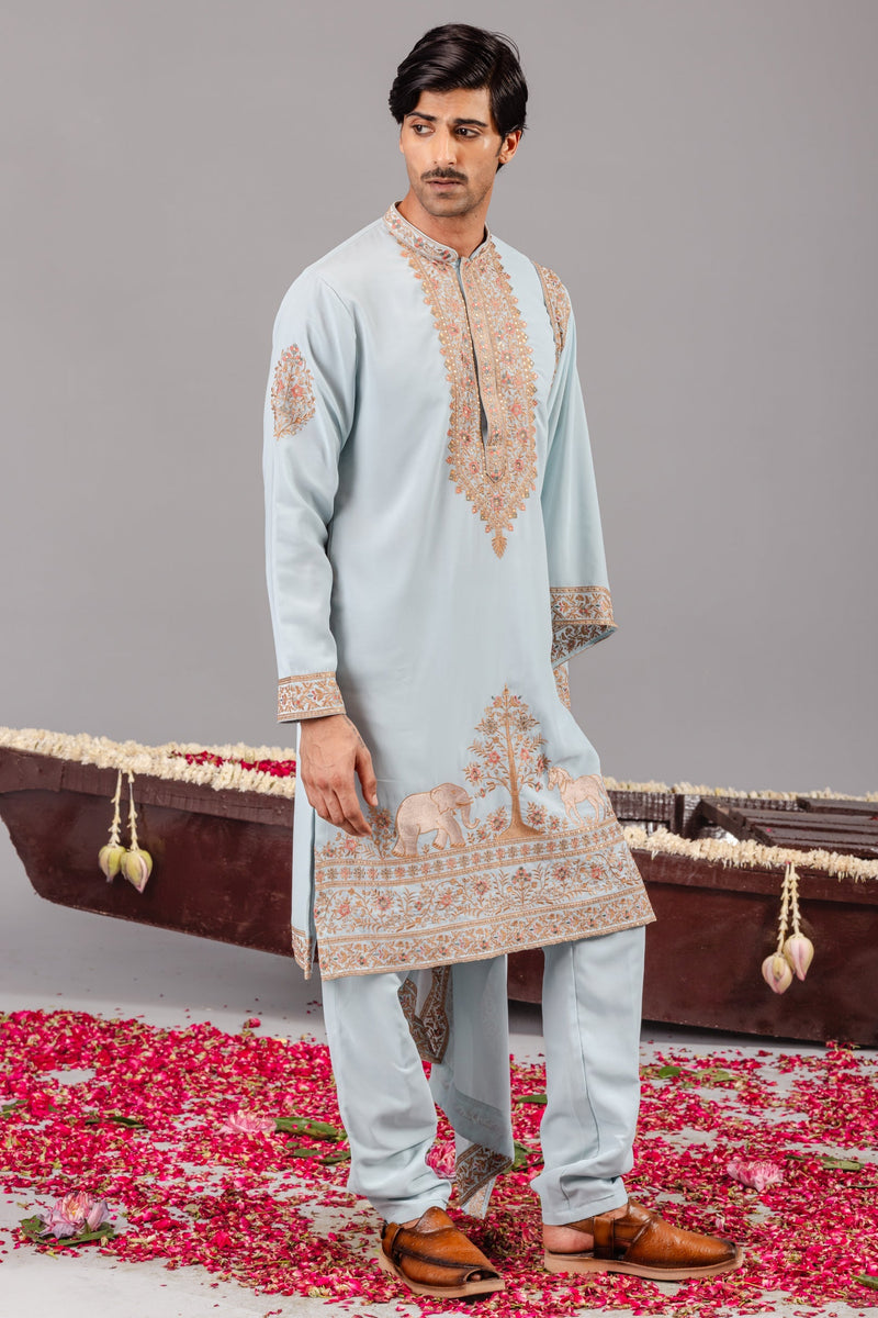 Chaar Kadam Sky Blue Kurta Set